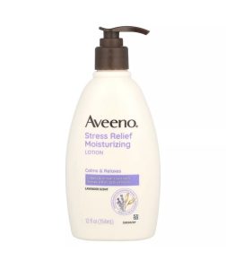 Aveeno Stress Relief Moisturizing Body Lotion with Lavender Scent, Natural Oatmeal to Calm & Relax, Non-Greasy Daily Stress Relief Lotion, 12 fl. oz