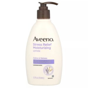 Aveeno Stress Relief Moisturizing Body Lotion with Lavender Scent, Natural Oatmeal to Calm & Relax, Non-Greasy Daily Stress Relief Lotion, 12 fl. oz